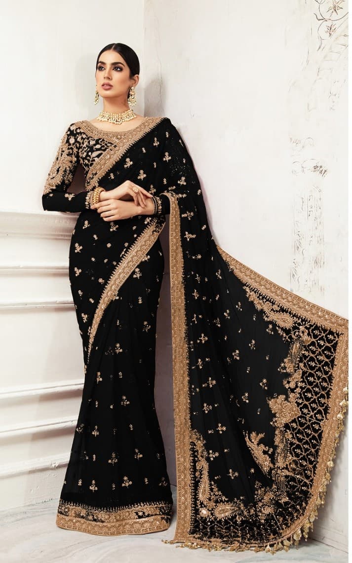Kolkata Noir — Structured black drape, city shine